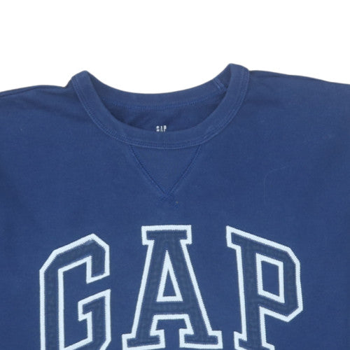 GAP Kids Girls Blue Pullover Sweatshirt 12-13 Years Logo Crew Neck Classic