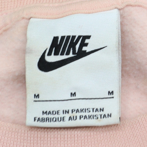 Nike Women Pink Crew Neck Pullover Sweatshirt M Cotton Blend