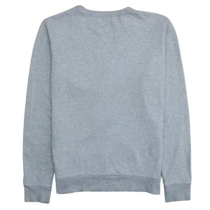 Brand and care label for Levi's boys’ grey logo pullover sweatshirt, size 14, years crew neck