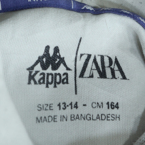 Kappa x Zara Boys White Hoodie 13-14 Years Pullover Cotton Blend