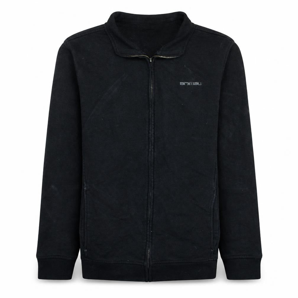 Animal Men's Black Fleece Full Zip Mid-Length Active Jacket Size M