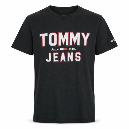 Tommy Jeans Mens Black Small Graphic Short Sleeve Crew Neck T-Shirt