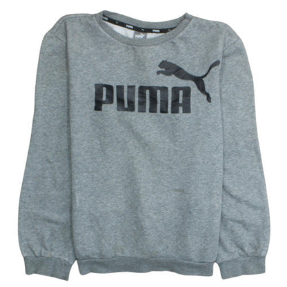 Additional front view of Puma boys’ grey pullover sweatshirt 15-16 years crew neck fleece logo top