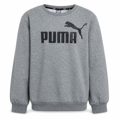 Front view of Puma boys’ grey pullover sweatshirt 15-16 years crew neck fleece logo top