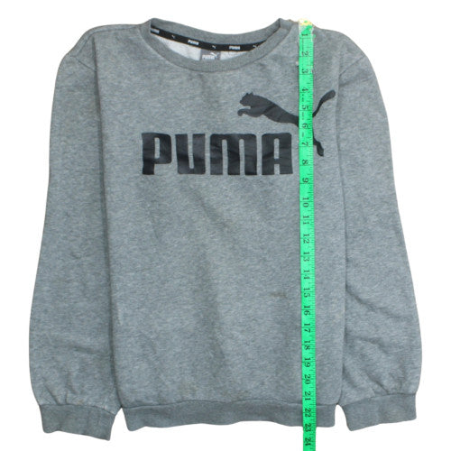 Puma Boys Grey Pullover Sweatshirt 15-16 Years Crew Neck Fleece Logo Top