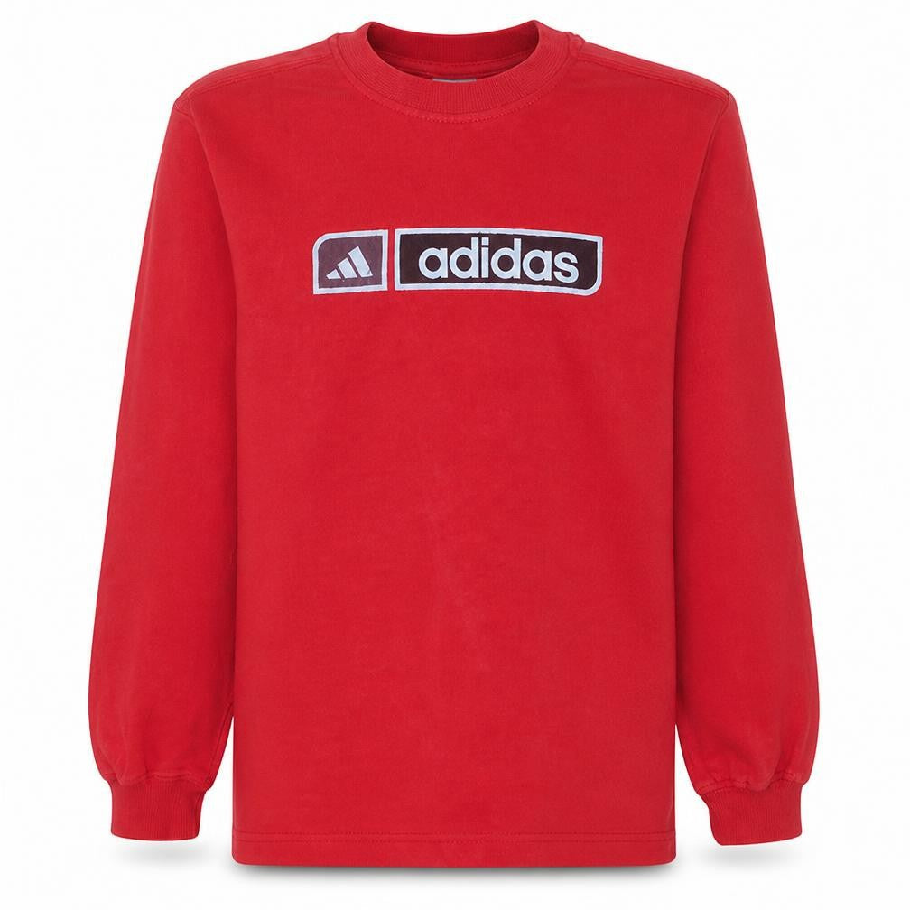 adidas Boys Red Pullover Sweatshirt 11-12 Years Logo Fleece Crew Neck