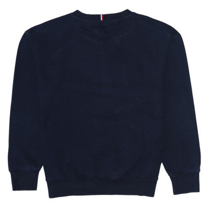 Additional front view of Tommy Hilfiger boys’ blue crew neck pullover logo sweatshirt, size 164