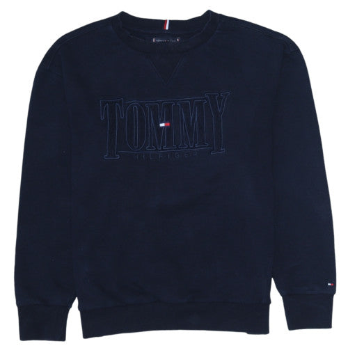 Tommy Hilfiger Boys Blue Crew Neck Pullover Logo Sweatshirt Size 164