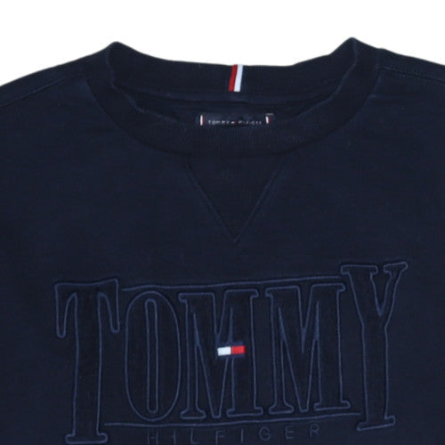 Tommy Hilfiger Boys Blue Crew Neck Pullover Logo Sweatshirt Size 164