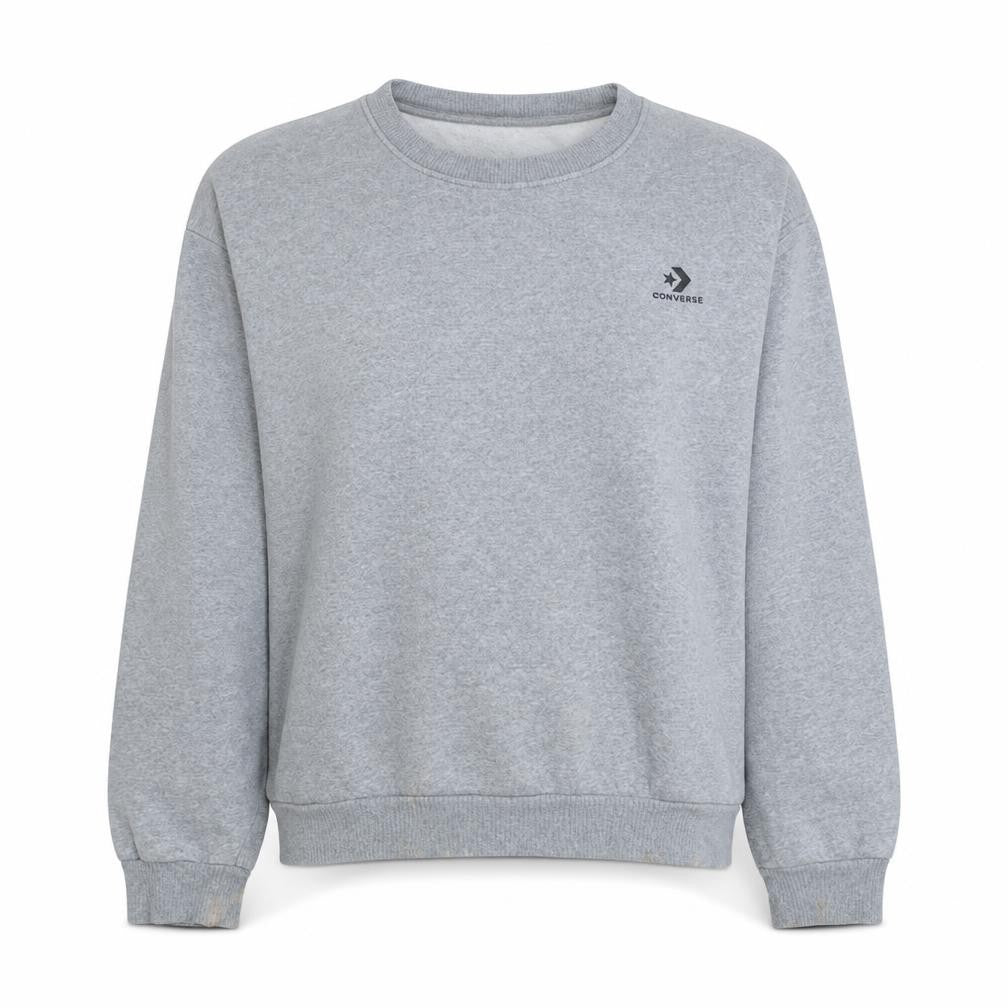Converse Women Grey XL Pullover Sweatshirt Crew Neck Casual Cotton Blend