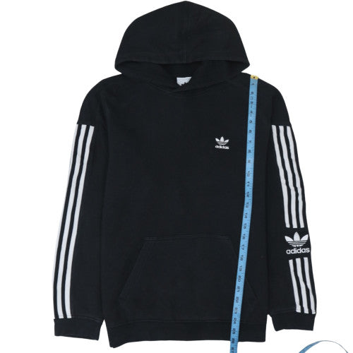 Adidas Men's Black Pullover Hoodie Small Logo 3-Stripes Fleece
