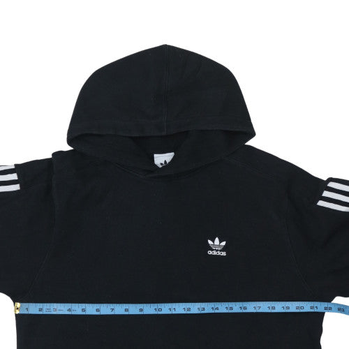 Adidas Men's Black Pullover Hoodie Small Logo 3-Stripes Fleece