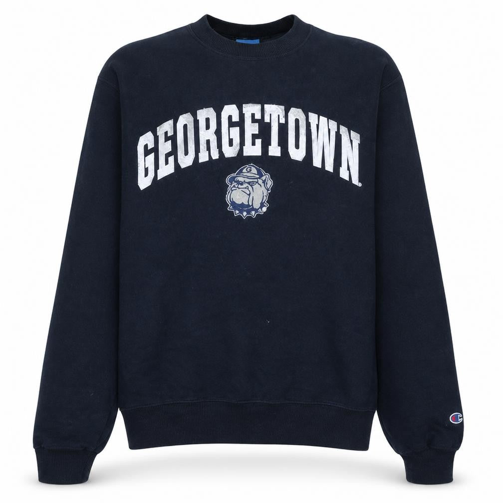 Champion Men's Black Georgetown Graphic Crew Neck Sweatshirt M