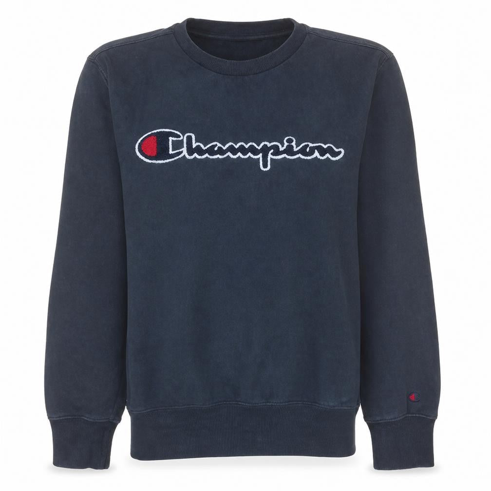 Champion Men's Blue Embroidered Logo Pullover Sweatshirt Small