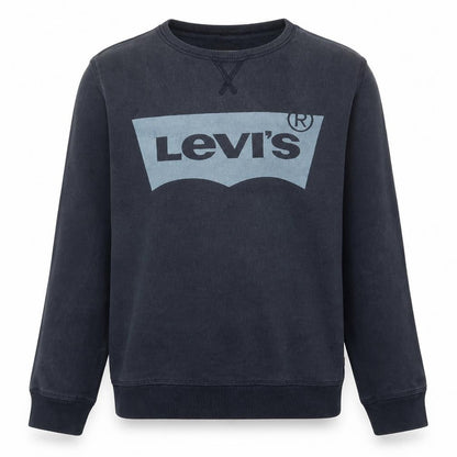Front view of Levi's boys’ black crew neck logo pullover sweatshirt 16 years