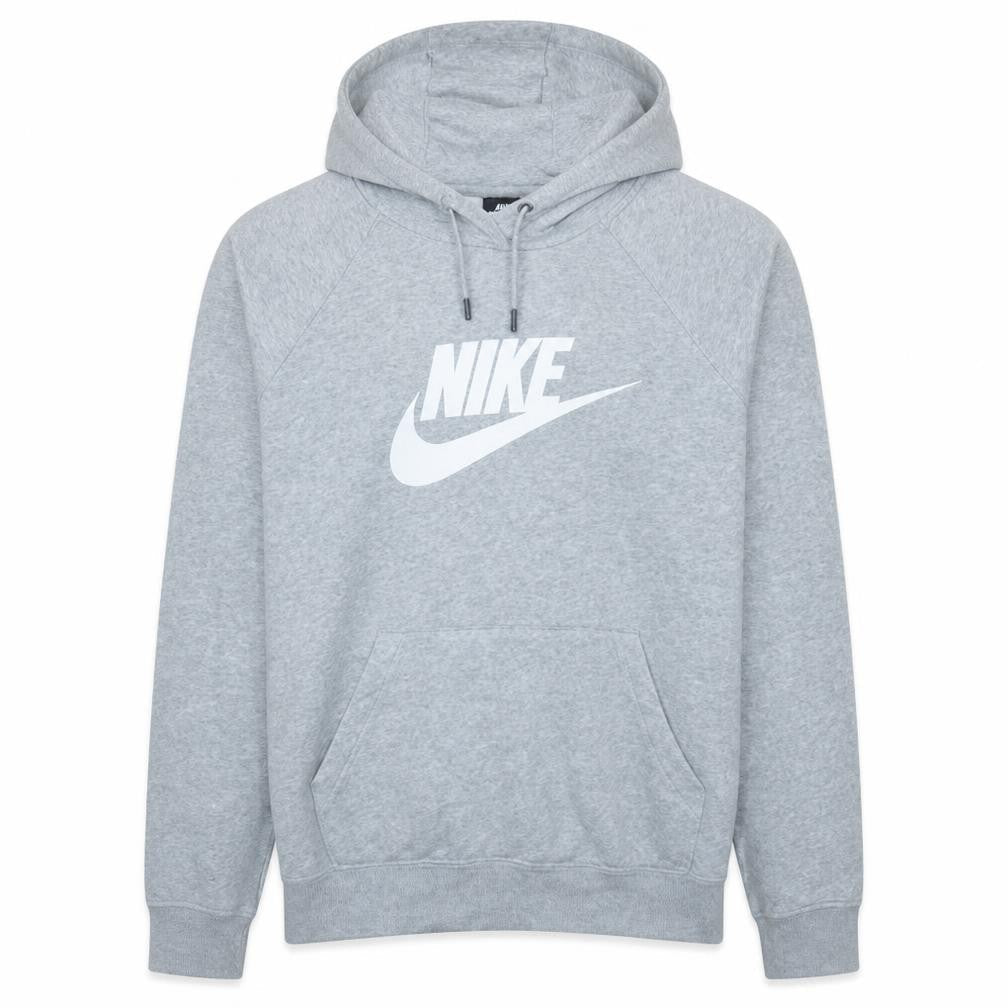 Nike Men’s Grey Pullover Hoodie S Fleece Logo Hooded Sweatshirt