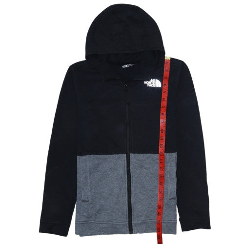 The North Face Boys Black Grey Full Zip Hoodie Size L Colourblock