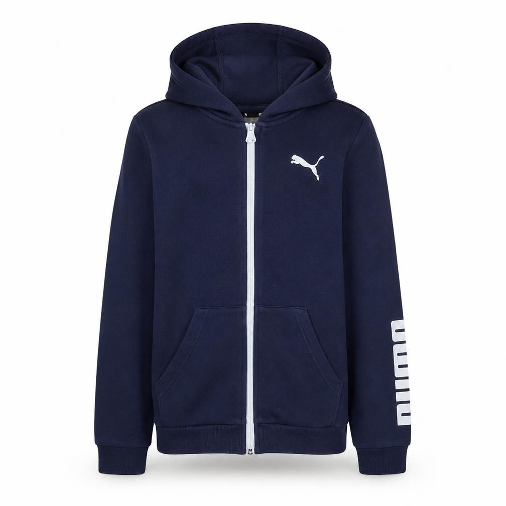 Puma Boys Navy Blue Full Zip Hoodie 13-14 Years Cotton Blend Sweatshirt
