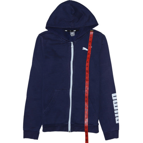 Puma Boys Navy Blue Full Zip Hoodie 13-14 Years Cotton Blend Sweatshirt