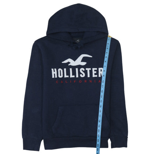 Hollister Men's Blue Pullover Hoodie XS Regular Fit Logo Fleece