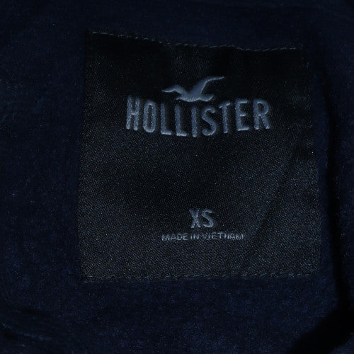 Hollister Men's Blue Pullover Hoodie XS Regular Fit Logo Fleece