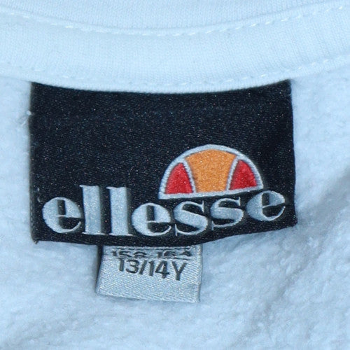 Ellesse Girls White 13-14 Years Pullover Hoodie with Logo Graphic Print