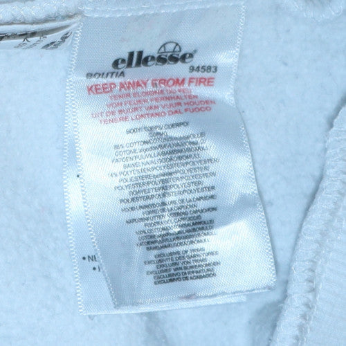 Ellesse Girls White 13-14 Years Pullover Hoodie with Logo Graphic Print