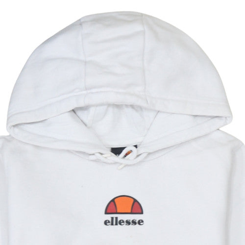 Ellesse Girls White 13-14 Years Pullover Hoodie with Logo Graphic Print