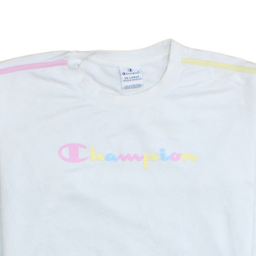 Champion Girls White Pastel Logo Crew Neck Sweatshirt 15-16 Years