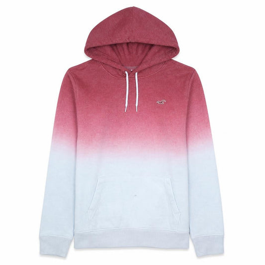 Hollister Men’s Red Ombre Pullover Hoodie Size L Fleece Cotton Blend
