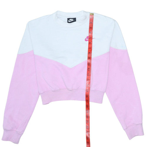 Nike Womens Pink & White Colourblock Crew Neck Pullover Sweatshirt Size S