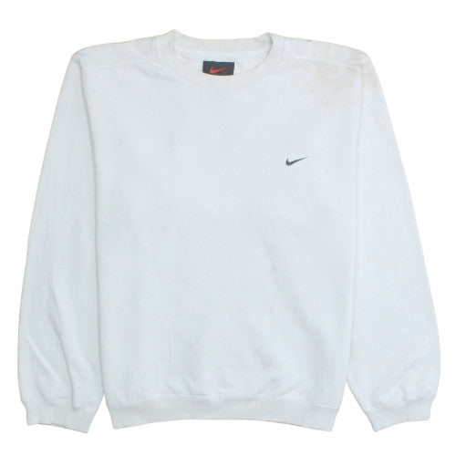 Nike Men's White Small Crew Neck Fleece Pullover Sweatshirt