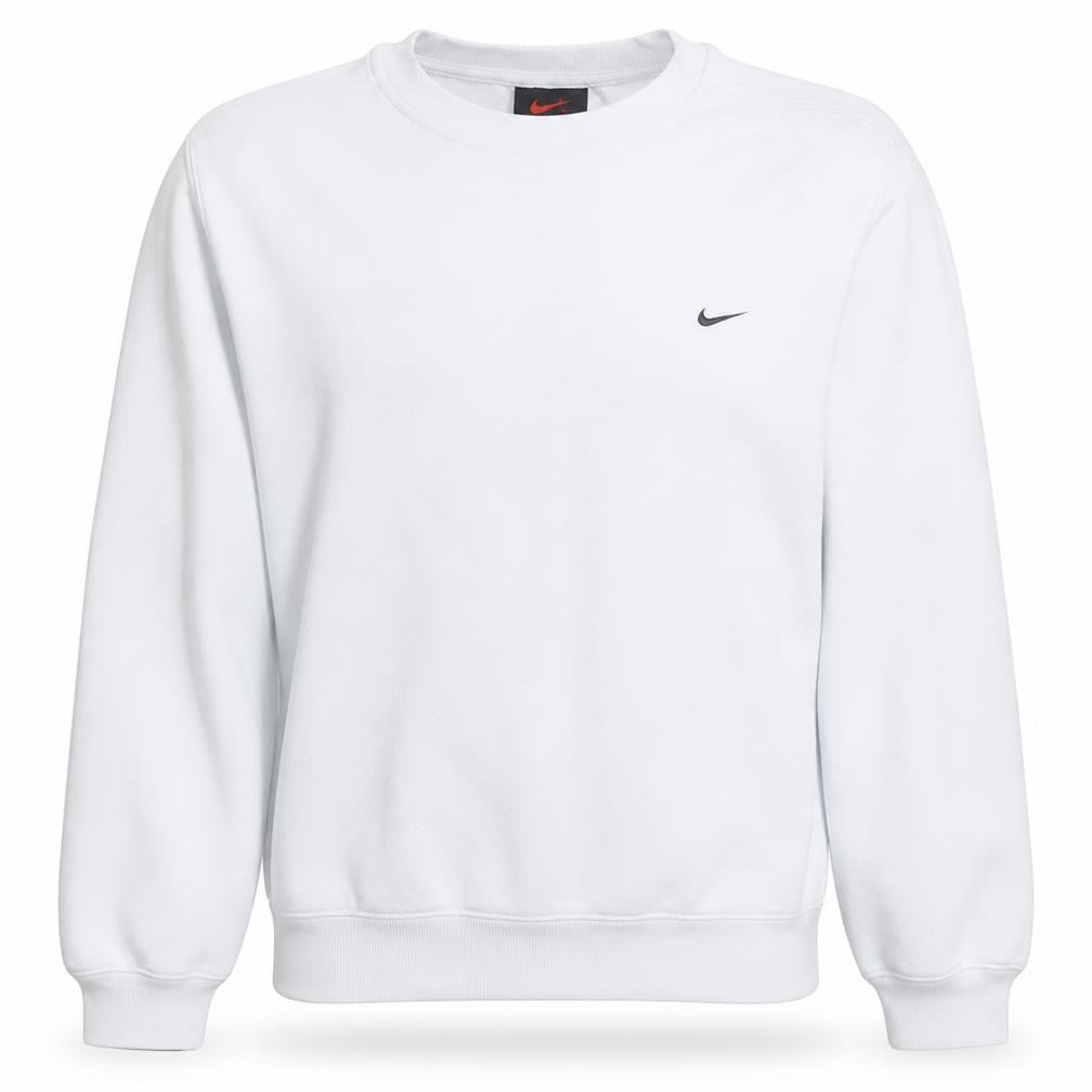 Nike Men's White Small Crew Neck Fleece Pullover Sweatshirt