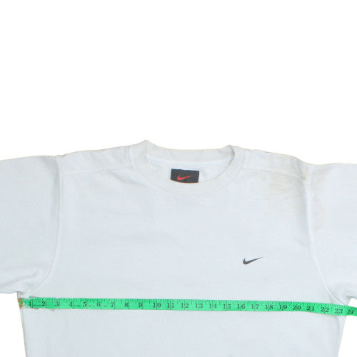 Nike Men's White Small Crew Neck Fleece Pullover Sweatshirt