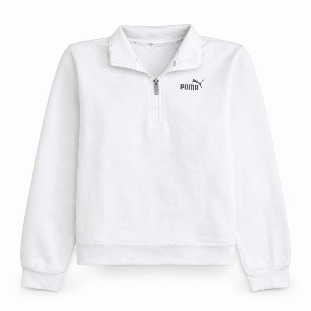 Puma Womens White 1/4 Zip Sweatshirt Medium Classic Fit