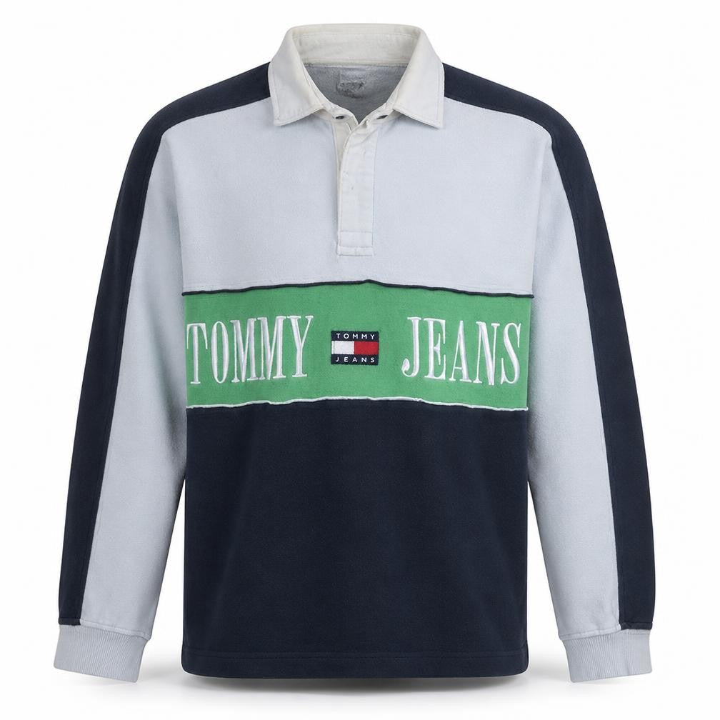 Tommy Jeans Mens Multicoloured L Henley Sweatshirt Retro Logo