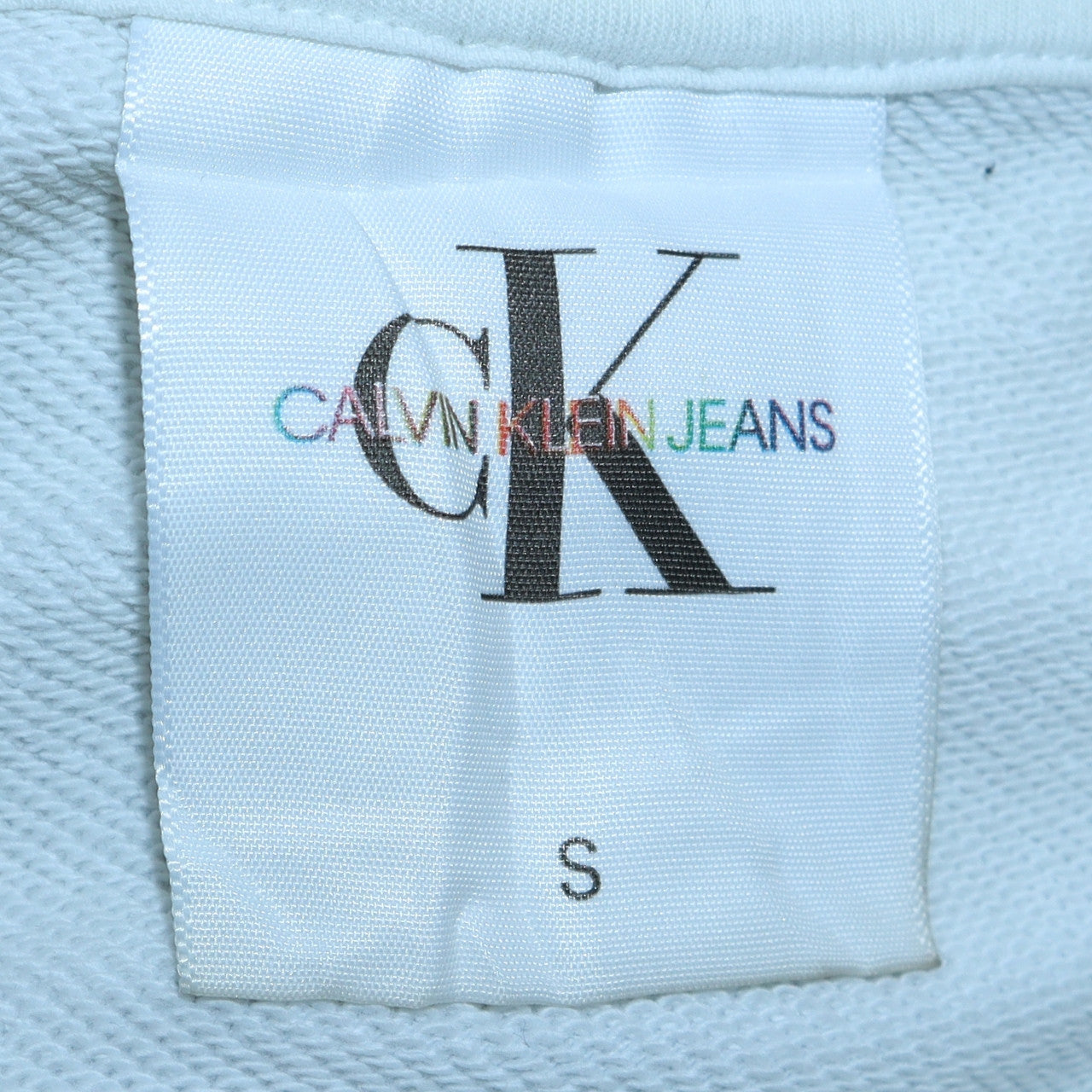 Calvin Klein Jeans Men White Small Pullover Sweatshirt Graphic Logo