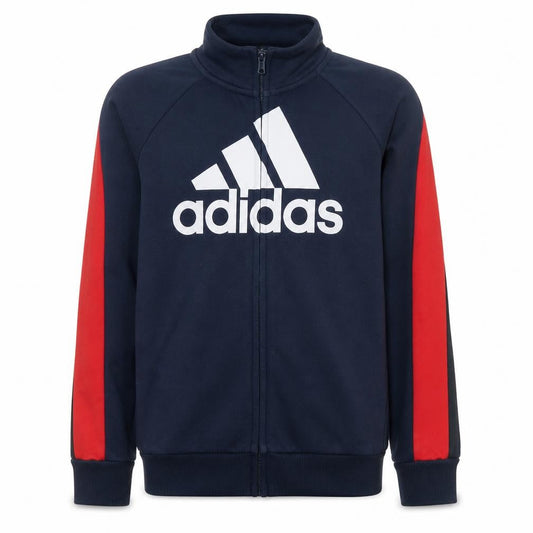 Adidas Boys Blue Track Jacket 13-14 Years Full Zip Cotton Blend Sportswear
