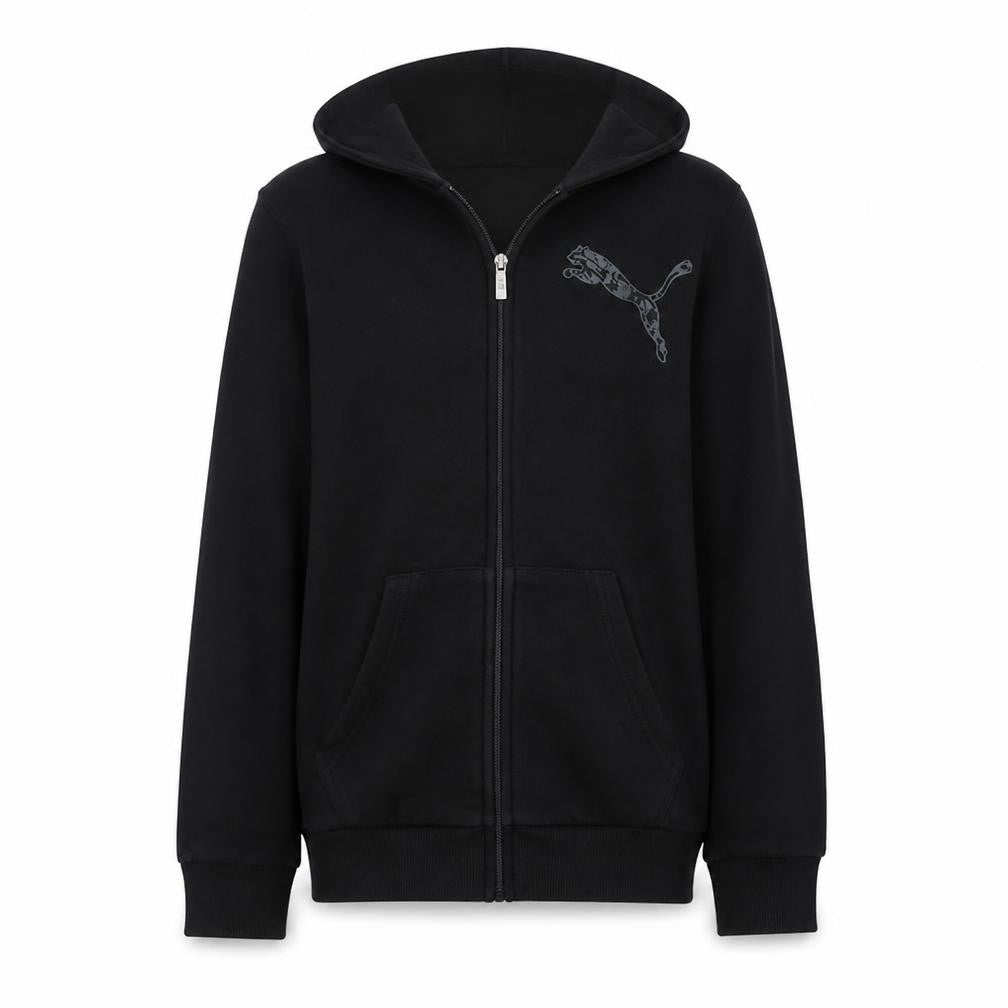 Puma Boys Black Full Zip Hoodie 13-14 Years Cotton Blend Casual Sweatshirt