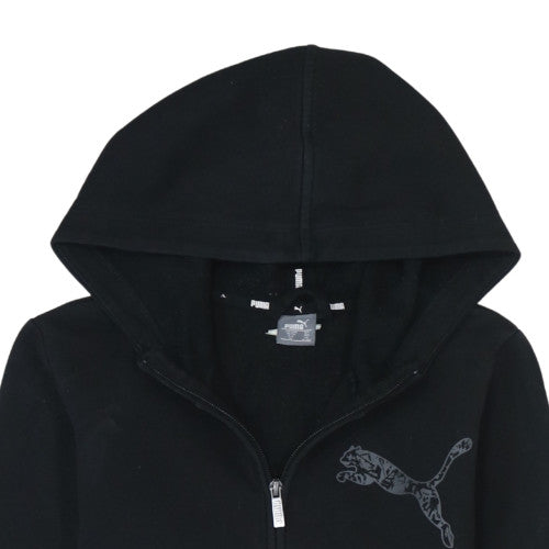 Puma Boys Black Full Zip Hoodie 13-14 Years Cotton Blend Casual Sweatshirt
