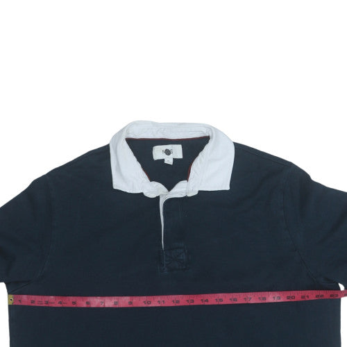 Marks and Spencer Men's Blue Collared Henley Sweatshirt XL