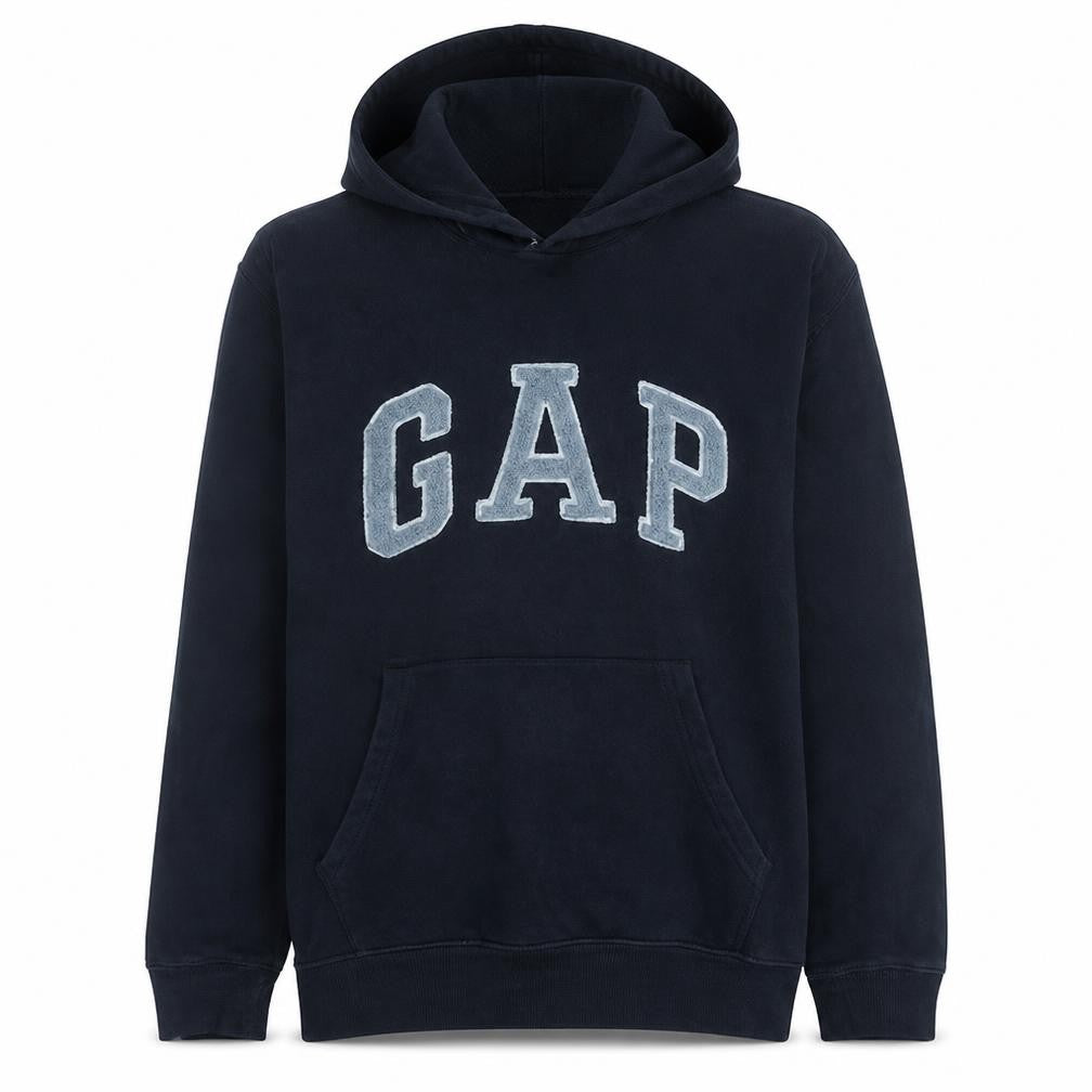 Gap Men's Black Pullover Hoodie Size L Logo Fleece Sweatshirt