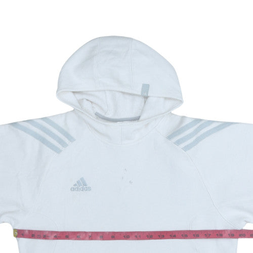 Adidas Men's White Pullover Hoodie L Fleece Sports Sweatshirt