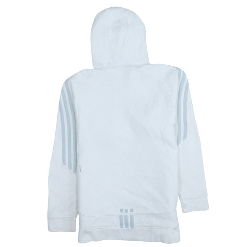 Adidas Men's White Pullover Hoodie L Fleece Sports Sweatshirt