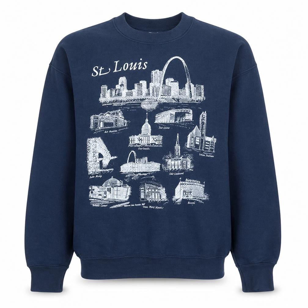 Fruit of the Loom Men’s Blue St. Louis Graphic Pullover Sweatshirt L