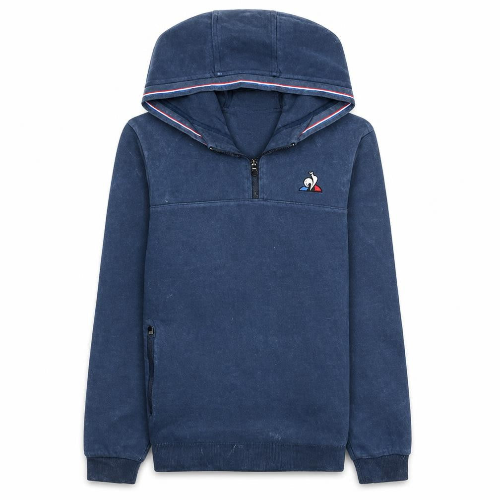 Le Coq Sportif Men's Blue XS Pullover Hoodie with Logo 1/4 Zip