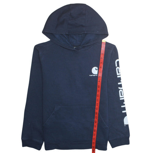 Carhartt Womens Navy Hoodie L 14-16 Pullover Cotton Blend Logo