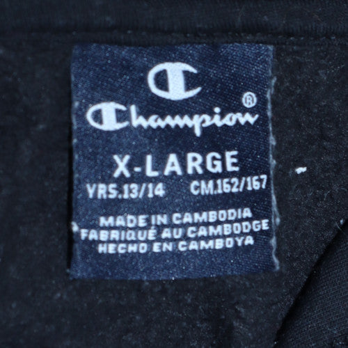 Champion Boys Black & Grey Pullover Hoodie 13-14 Years Fleece Logo Sweatshirt