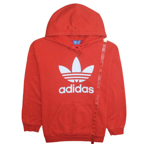 Adidas Womens Red Trefoil Pullover Hoodie Size 14 UK Cotton Blend