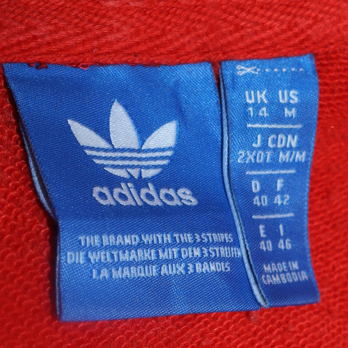 Adidas Womens Red Trefoil Pullover Hoodie Size 14 UK Cotton Blend